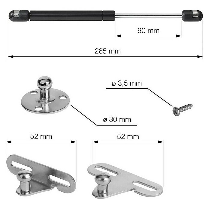 Walteco Druckfeder (Federstärke: 80 N, Länge: 265 mm) | BAUHAUS