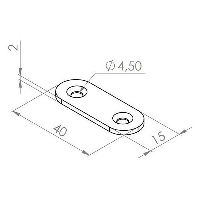 Walteco Ploščati priključek  (Do x Š: 40 x 15 mm, 1 kos) | 1151 - Konstruktionsbeschläge | AAEB - Möbelbeschläge | AAE - Beschläge | AA - Eisenwaren | A - Eisenwaren | BAUHAUS