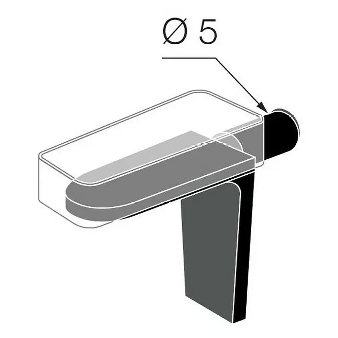 Walteco Bodenträger - Durchmesser: 5 mm, 20 Stk. - Produktbild eines Glasregalträgers mit der Angabe Ø5 für den Durchmesser der Auflagefläche.