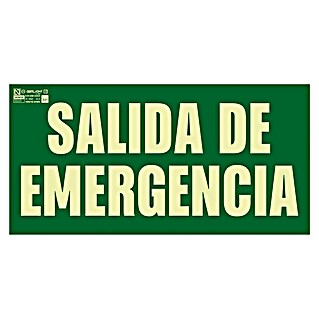 Cartel (L x An: 16 mm x 32 cm, Verde/Amarillo, Salida de emergencia)