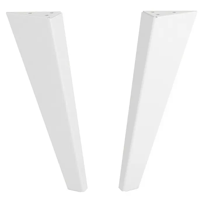 Rei Pata para muebles Trine - L x An x Al: 9 x 4 x 30 cm, Capacidad de carga: 100 kg, Acero, Blanco - Dos patas de mesa trapezoidales blancas de metal, ideales para diseños de muebles modernos, asegurando estabilidad.