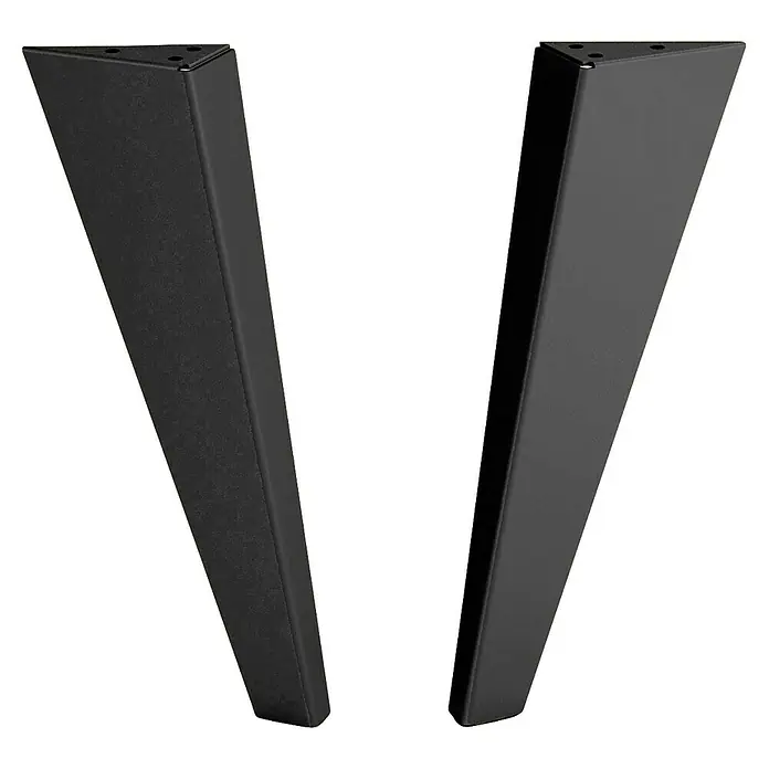 Rei Pata para muebles Trine - L x An x Al: 9 x 4 x 30 cm, Capacidad de carga: 100 kg, Acero, Negro - Dos patas de mueble trapezoidales negras de metal con una placa de montaje triangular y orificios pretaladrados.
