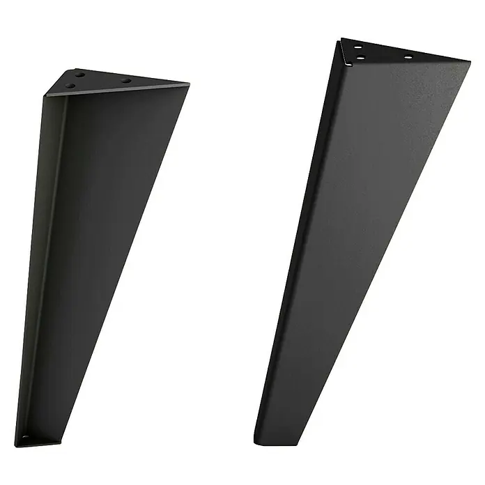 Rei Pata para muebles Trine - L x An x Al: 9 x 4 x 30 cm, Capacidad de carga: 100 kg, Acero, Negro - Dos patas de mesa negras, triangulares, de metal con orificios para montaje. Ideales para mesas y muebles DIY.