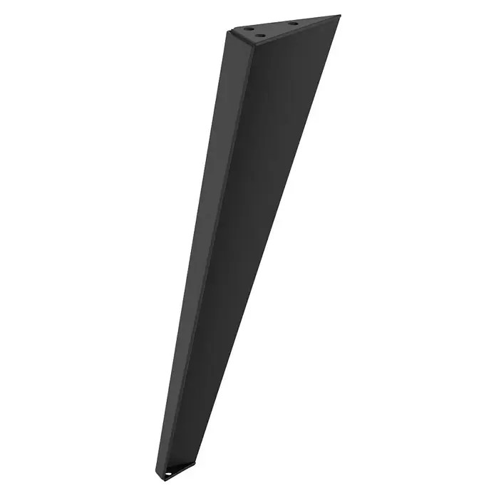 Rei Pata para muebles Trine - L x An x Al: 9 x 4 x 30 cm, Capacidad de carga: 100 kg, Acero, Negro - Pata de mesa cónica negra de metal con placa de montaje triangular y orificios para una fácil instalación.