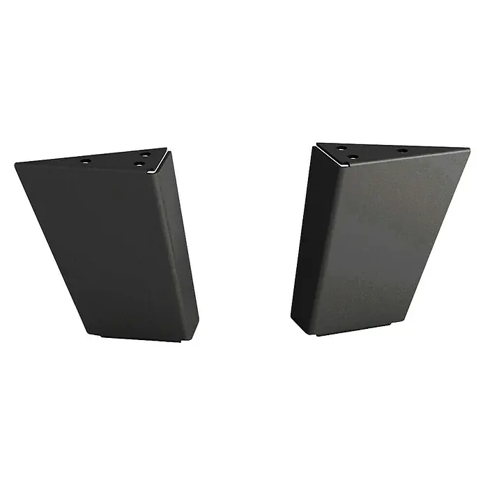 Rei Pata para muebles Trine - L x An x Al: 9 x 3,5 x 10 cm, Capacidad de carga: 100 kg, Acero, Negro - Patas negras trapezoidales para muebles con placa de montaje triangular y orificios, ideales para diseños modernos y proyectos DIY.