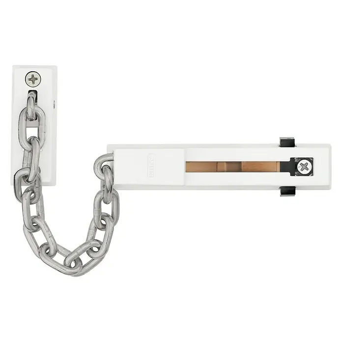 Abus Türkette SK 66 - 16,5 cm, Weiß - Türsicherheitskette mit weißer Halterung für zusätzliche Sicherheit an Türen, die vor unerwünschtem Zutritt schützt.
