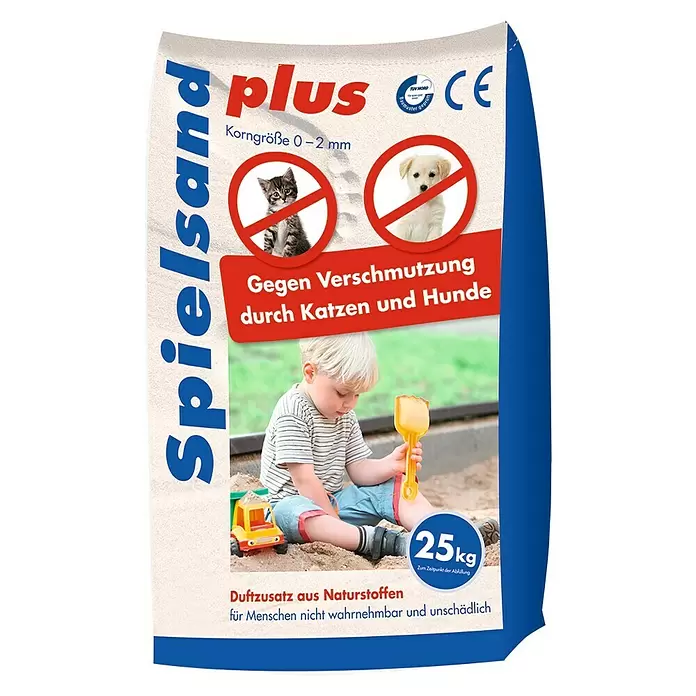 Hamann Mercatus Kinderspielsand Hund- und Katzenabweisend - Natur, Körnung: 0 mm - 2 mm, 25 kg - Sack mit 25kg Spielsand, Korngröße 0-2mm, mit natürlichem Geruchsstoff gegen Katzen und Hunde, für Menschen nicht wahrnehmbar.
