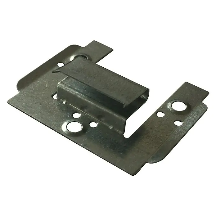 LOGOCLIC Paneelkrallen Wall Effect 3D - 100 Stk. - Metallhalterung mit mehreren Löchern und einer rechteckigen Halterung zur Befestigung und Unterstützung von Bauteilen.