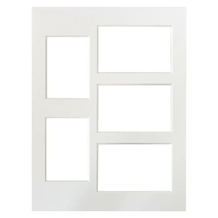 Nielsen Passepartout - Antikweiß, 3 Bilder à 10 x 15 cm/2 Bilder à 9 x 13 cm - Weiße Tür mit fünf rechteckigen Füllungen, ideal für moderne Innenräume, die Licht und Stil vereinen.