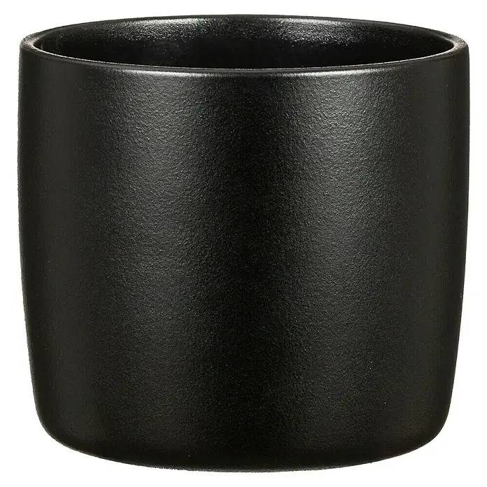 Scheurich Übertopf rund Solido - Ebano, Außenmaß (Ø x H): 14,9 x 13,7 cm - Schwarzer Keramikblumentopf. Ein schlichter, zylindrischer Topf, ideal für Zimmerpflanzen und zur Dekoration des Wohnraums.