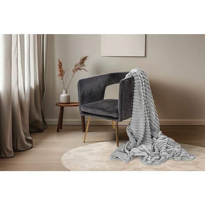 Manta Plush (Plata, 200 x 150 cm, 100 % poliéster) | BAUHAUS