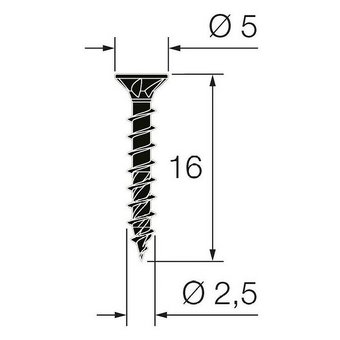 Walteco Univerzalni vijak  (Ø x D: 2,5 x 16 mm, Puni navoj, 40 Kom., Crna) | BAUHAUS