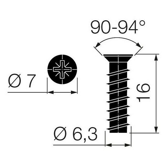 Walteco Vijak za drvo  (Promjer navoja: 6,3 mm, Duljina: 16 mm) | BAUHAUS