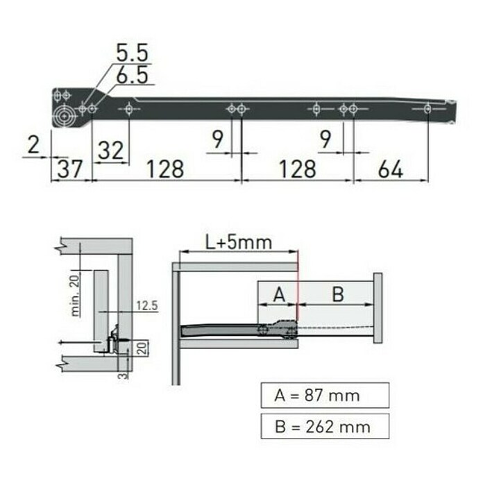 Walteco Schubladenführung (Traglast: 20 kg, Länge Schubkasten: 350 mm) | BAUHAUS