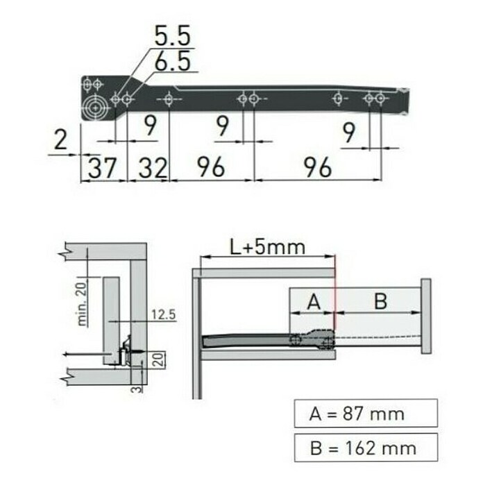 Walteco Ladegeleiders (Draagkracht: 20 kg, Lengte lade: 250 mm) | BAUHAUS