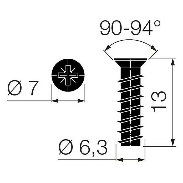 Walteco Vijak s ravnom glavom  (Promjer navoja: 6,3 mm, Duljina: 13 mm) | BAUHAUS