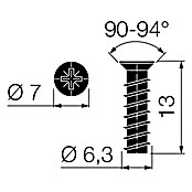 Walteco Vijak s ravnom glavom  (Promjer navoja: 6,3 mm, Duljina: 13 mm) | BAUHAUS