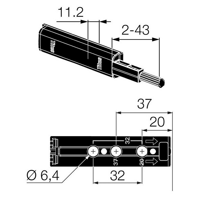 Walteco Möbeltürdämpfer (L x B x H: 79 x 20 x 10 mm) | BAUHAUS