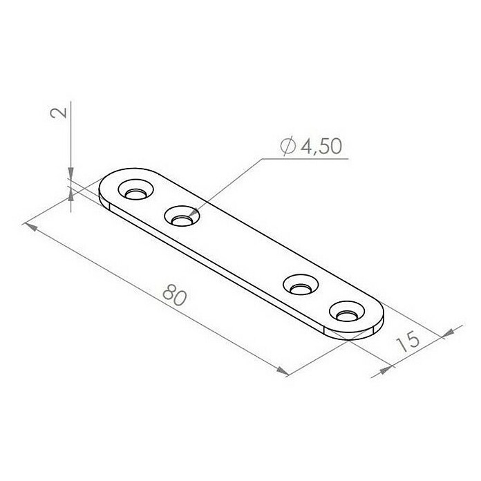 Walteco Flachverbinder (L x B: 80 x 15 mm, 1 Stk.) | BAUHAUS