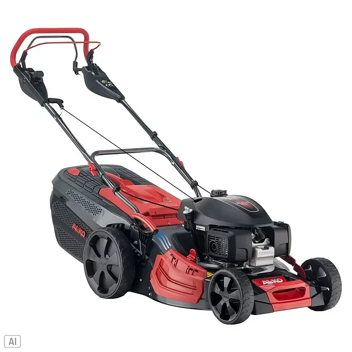 AL-KO Premium Benzin-Rasenmäher 521 VS-H - 3,2 kW, 167 cm³, Schnittbreite: 51 cm, 1.800 m² - Roter und schwarzer Benzin-Rasenmäher mit leistungsstarkem Motor und großen Rädern für effizientes Rasenmähen.