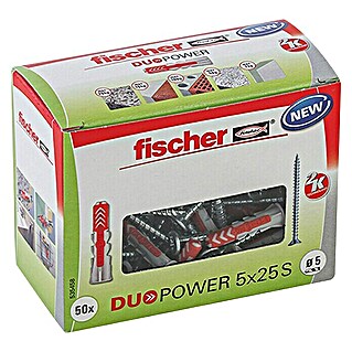 Fischer Dübel- & Schraubenbox Duopower (Durchmesser Dübel: 5 mm, Länge Dübel: 25 mm, Senkkopfschraube, 50 Stk.)
