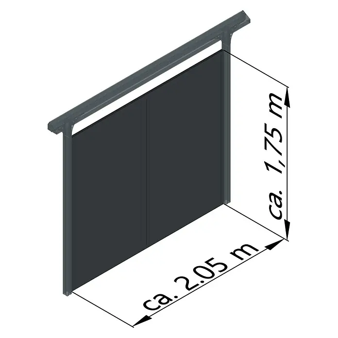 KGT Seitenelement Elbe - 2,05 x 1,75 m, Anthrazit, Passend für: KGT Carport Elbe - Abbildung einer Sichtschutzwand mit den Maßen ca. 1,75 m Höhe und ca. 2,05 m Länge, ideal für Privatsphäre im Garten oder auf der Terrasse.