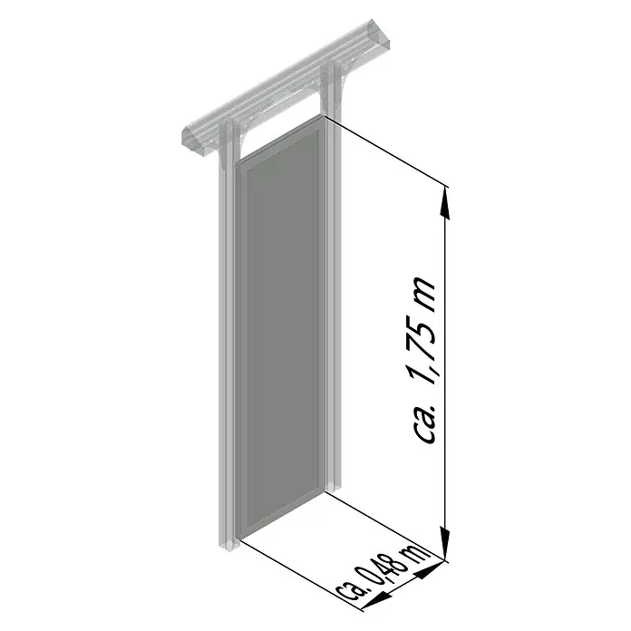 KGT Seitenelement Elbe - 0,48 x 1,75 m, Silber, Passend für: KGT Carport Elbe - Produktansicht eines Displayboards mit den Maßen ca. 1,75 m Höhe und ca. 0,48 m Breite, das für eine vielseitige Präsentation ausgelegt ist.