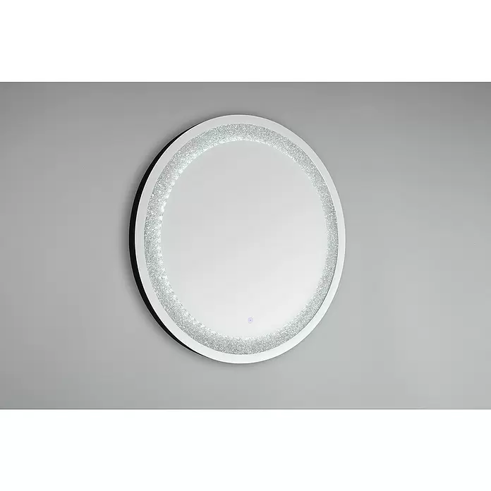 LED-Lichtspiegel Glimmer - 60 x 60 cm, Rund - Runder LED-Spiegel mit funkelndem, glitzerndem Rand und Touch-Taste.