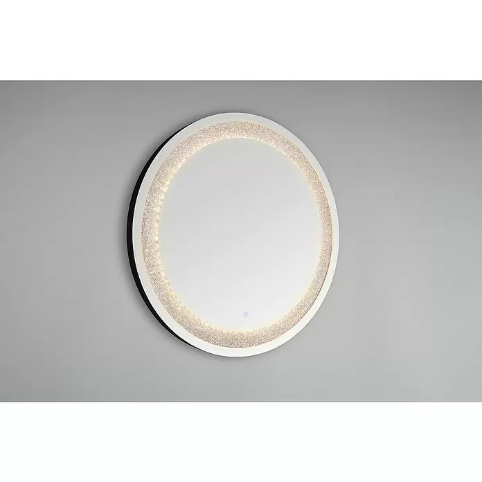 LED-Lichtspiegel Glimmer - 60 x 60 cm, Rund - Runder LED-Spiegel mit funkelndem, beleuchtetem Rahmen und Touch-Sensor.