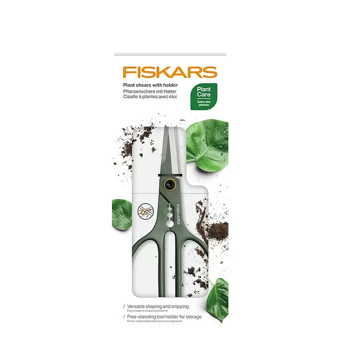 Fiskars Schere - Elegante, freistehende Werkzeughalterung zur praktischen Aufbewahrung, Material Klinge: Stahl, Präzisionsgeschliffen - Grüne Fiskars Pflanzenschere mit Schutzhalter zur vielseitigen Formgebung und zum Schneiden.