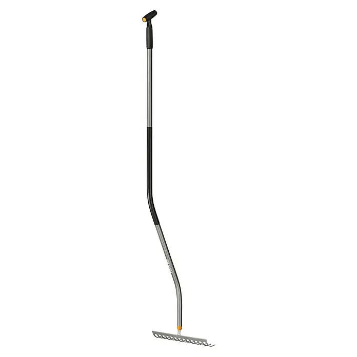 Fiskars Ergonomic Gartenrechen - Material Gerätekopf: Borstahl, 1 Stk. - Abbildung eines Fiskars Unkrautjäter mit einem langen Griff und einem speziellen Kopf zum Entfernen von Unkraut. Praktisches Gartengerät!