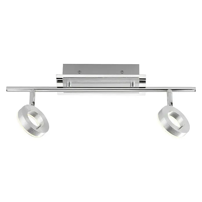 Paul Neuhaus Sileda LED-Deckenstrahler - 12 W, L x B x H: 50,5 x 18 x 19 cm, Aluminium matt, Warmweiß, Anzahl Leuchtmittel: 2 Stk. - Moderne LED-Deckenleuchte mit zwei ringförmigen Strahlern. Die Lampe ist aus Chrom gefertigt und sorgt für eine helle, stilvolle Beleuchtung.