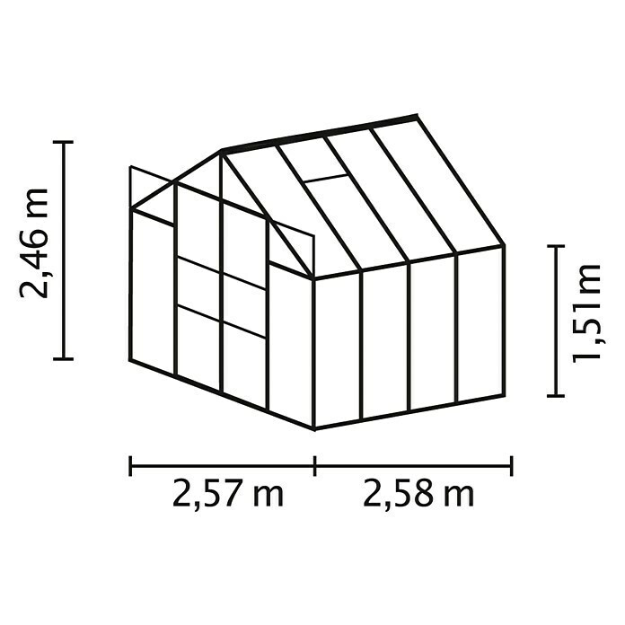 Vitavia Gewächshaus Uranus 67002,58 x 2,57 x 2,46 m, Farbe: Smaragd, Einscheibensicherheitsglas (ESG), 3 mm Unknown