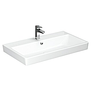 Camargue New York Umivalnik (82 x 46,5 cm, Brez posebne glazure, Odprtina za armaturo: Sredina, S prelivom, Bele barve)