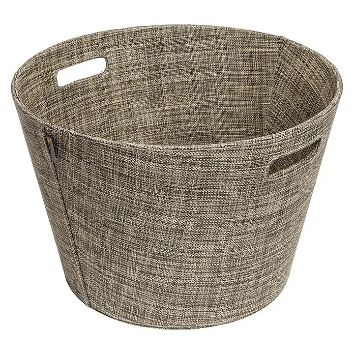 Aduro Holzkorb Proline - Ø x H: 45 x 31 cm, Kunststoff, Khaki/Melange - Moderner, grauer Textil-Wäschekorb mit praktischen Griffen. Der Korb bietet viel Platz und ist ideal für Schlafzimmer und Badezimmer.