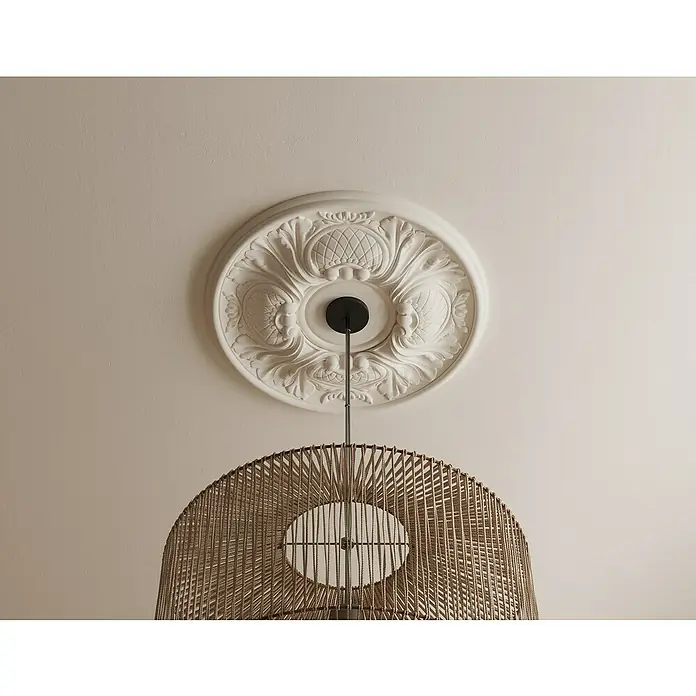 Nmc Decoflair Rosette M72 - Durchmesser: 30 cm, Hochverdichteter Polyurethanschaum (PU), Weiß - Deckenleuchte mit dekorativer Rosette.