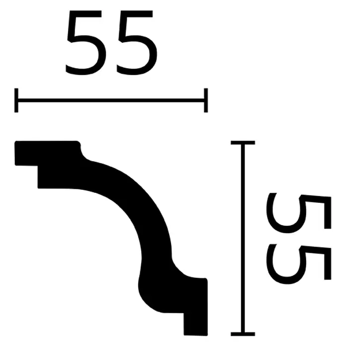 Nmc Decoflair Zierprofil Deckenleiste F2 - 2 m x 55 mm x 55 mm, Polyurethan - Schwarzes Zierleistenprofil, 55x55 Maße.
