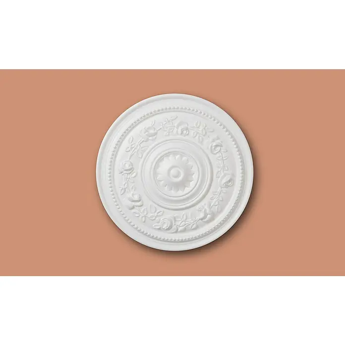 Nmc Decoflair Rosette B16 - Durchmesser: 39 cm, Expandiertes Polystyrol (EPS), Weiß - Weiße Deckenrosette mit floralem Muster. Ideal für die stilvolle Gestaltung von Decken und zur Ergänzung von Beleuchtungskörpern.