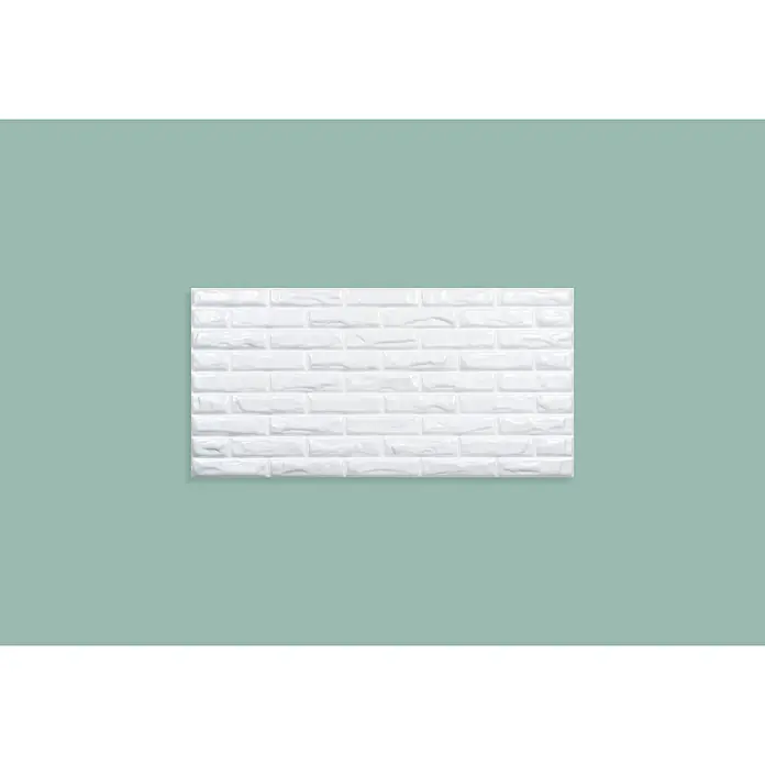 Nmc Decoflair Wandpaneel - Stone Wall White, 100 x 50 cm, Kunststoff - Das Bild zeigt eine weiße Ziegelwand-Dekorplatte. Ideal für die Wandgestaltung und verleiht jedem Raum einen modernen Look.