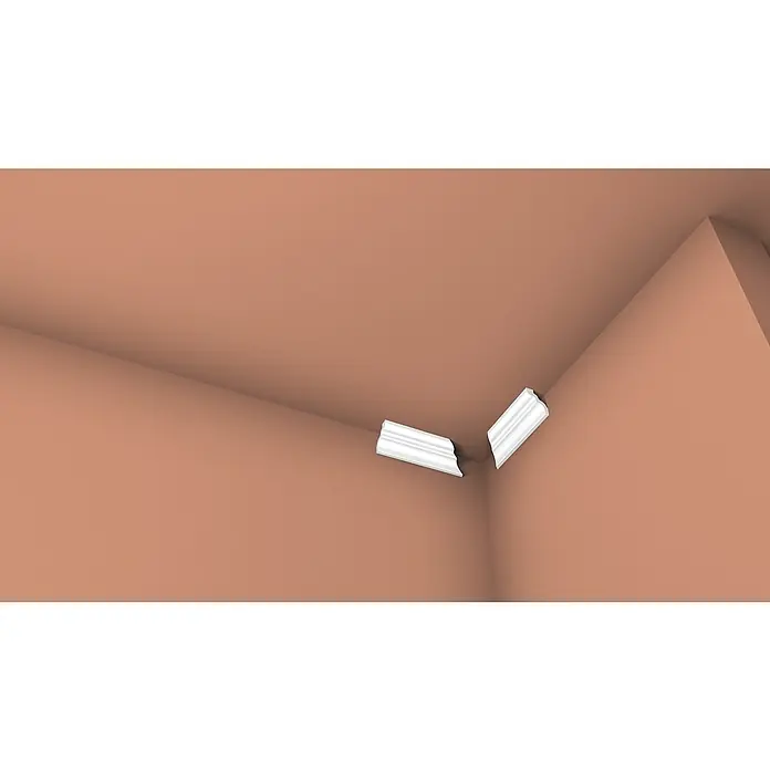 Nmc Decoflair Zubehör-Set Ecken für Deckenleiste D13 - Weiß, 2 Stk. - Detailaufnahme einer Stuckverzierung an der Decke, die eine elegante architektonische Note verleiht.