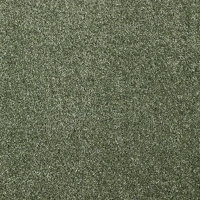 Teppichboden Meterware Nele - Breite: 400 cm, Frisée, 100 % Polypropylen (Flor), Grün - Nahaufnahme eines grünen Teppichs, der eine weiche, strukturierte Oberfläche zeigt. Ideal für gemütliche Wohnräume und als dekoratives Element.