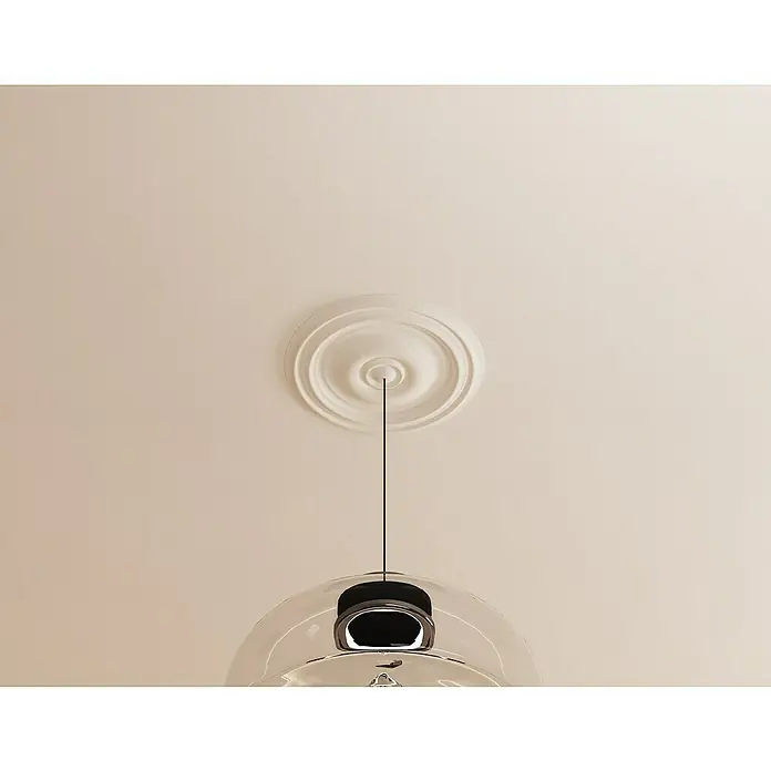 Nmc Decoflair Rosette M75 - Durchmesser: 400 mm, Polyurethan, Weiß - Deckenleuchte mit klarem Glas und Chromdetails, die ein modernes und elegantes Ambiente schafft.
