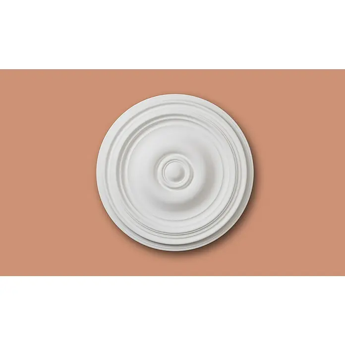 Nmc Decoflair Rosette M75 - Durchmesser: 400 mm, Polyurethan, Weiß - Eine elegante, runde Deckenrosette aus Gips, kunstvoll gestaltet, um jedem Raum einen Hauch von klassischer Schönheit zu verleihen.
