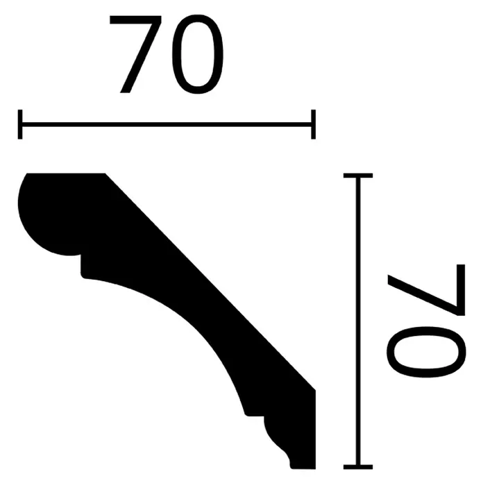 Nmc Decoflair Zierprofil Deckenleiste F11 - 2 m x 70 mm x 70 mm, Polyurethan - Schwarzes Zierleistenprofil mit geschwungenen Formen, Maße 70x70.