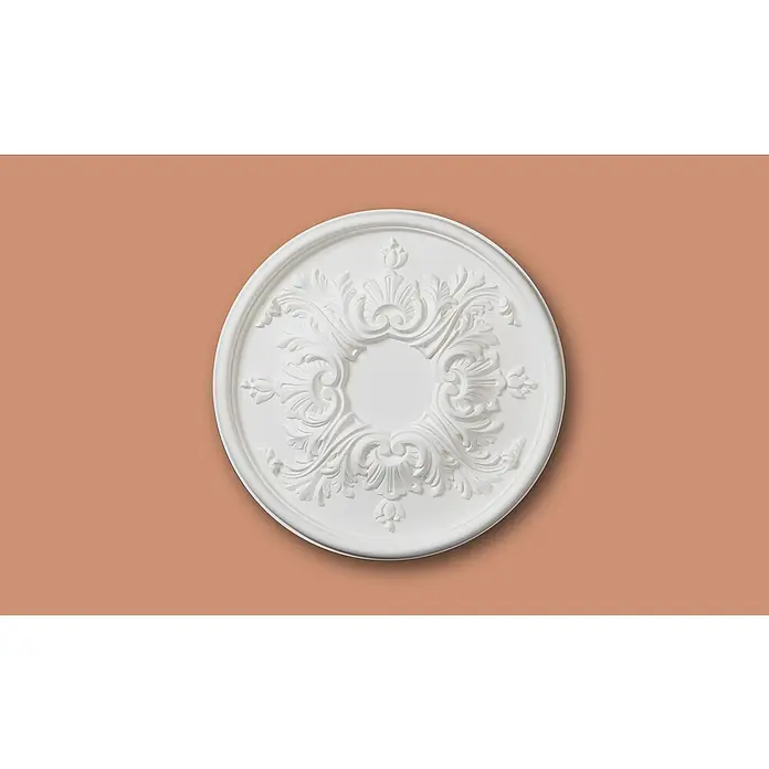 Nmc Decoflair Rosette M74 - Durchmesser: 400 mm, Polyurethan, Weiß - Weiße Deckenrosette mit filigranen, floralen Verzierungen. Die Rosette dient zur dekorativen Gestaltung von Decken und verleiht Räumen einen klassischen Look.