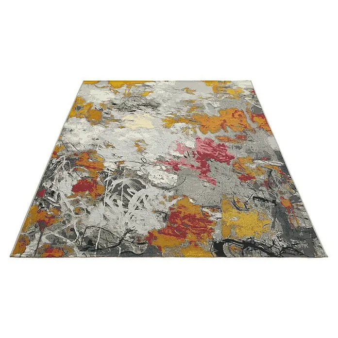 Outdoor-Teppich Portland - Grau/Bunt, 235 x 160 cm, 75 % Polypropylen, 25 % Polyester - Ein abstrakter Teppich mit Farbtupfern in Gelb, Rot und Grau, der jedem Raum einen modernen Touch verleiht.