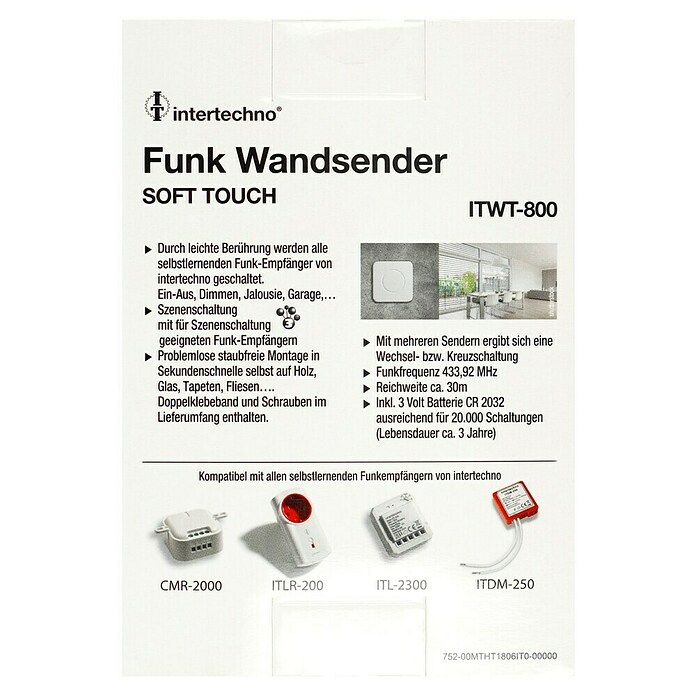 Intertechno Funk-Wandsender ITWT-800 (Selbstlernend (automatisch), Reichweite ca.: 30 m) | BAUHAUS