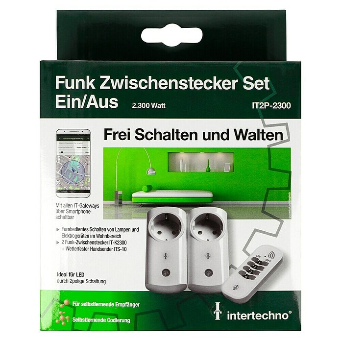 Intertechno Funksteckdosen-Set IT2P-2300 (Weiß, Max. Anschlussleistung: 2.300 W) | BAUHAUS