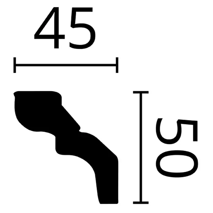 Nmc Decoflair Zierprofil Deckenleiste D13 - 6 Stk., 200 cm x 42 mm x 49 mm, Extrudiertes Polystyrol (XPS) - Schwarzes Zierleistenprofil, Maße 45x50mm.