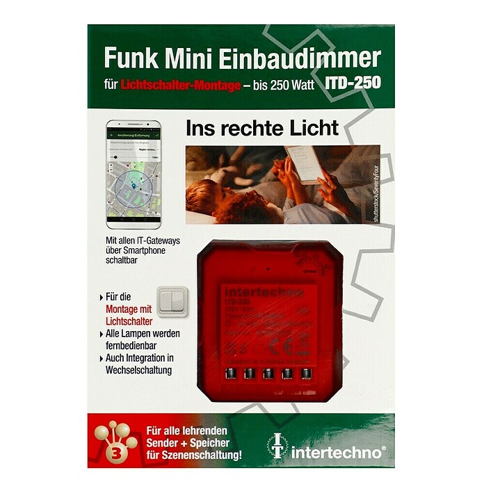 Intertechno Bežični ugradbeni regulator za štedne žarulje  (Max. snaga: 3-250 W) | BAUHAUS